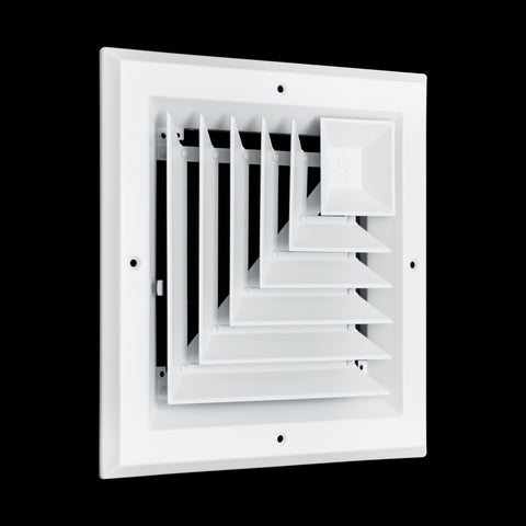 8"x8" 2-Way L-Pattern White Aluminum Square Ceiling Diffuser, Rust-Proof Ceiling Supply Grille