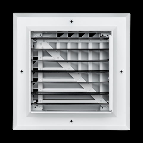 8"x8" 2-Way L-Pattern White Aluminum Square Ceiling Diffuser, Rust-Proof Ceiling Supply Grille