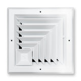 8"x8" 2-Way L-Pattern White Aluminum Square Ceiling Diffuser, Rust-Proof Ceiling Supply Grille