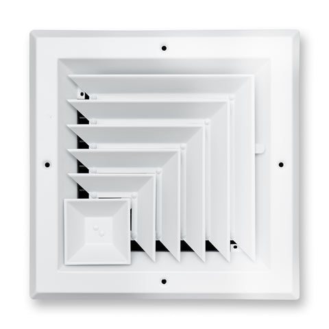 8"x8" 2-Way L-Pattern White Aluminum Square Ceiling Diffuser, Rust-Proof Ceiling Supply Grille