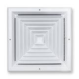 14"x14" 4-Way White Aluminum Square Ceiling Diffuser, Rust-Proof Ceiling Supply Grille
