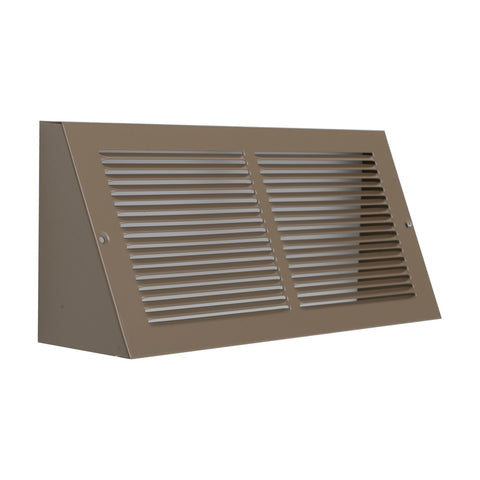 14"x6" Brown Steel Triangular Baseboard Grille, Efficient Airflow, 3-13/16" Depth