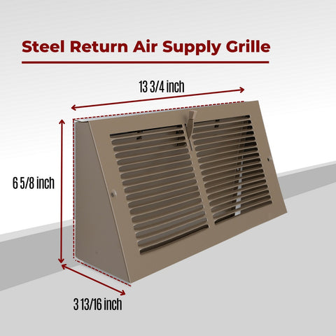 12"x6" Brown Steel Triangular Baseboard Grille, with Damper, 3-13/16" Depth