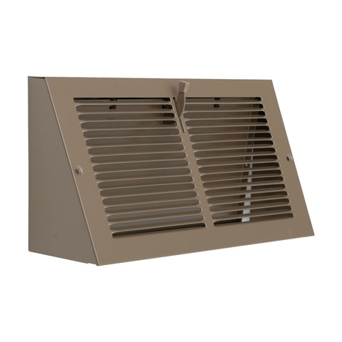 12"x6" Brown Steel Triangular Baseboard Grille, with Damper, 3-13/16" Depth