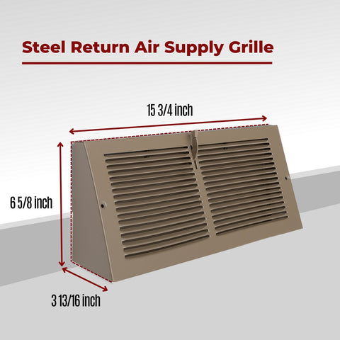 14"x6" Brown Steel Triangular Baseboard Grille, with Damper, 3-13/16" Depth