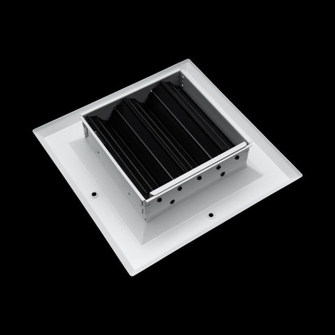 12"x12" 2-Way I-Pattern White Aluminum Square Ceiling Diffuser, Rust-Proof Ceiling Supply Grille