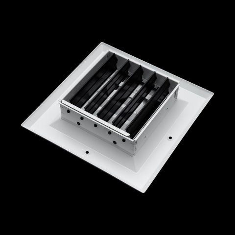 8"x8" 2-Way L-Pattern White Aluminum Square Ceiling Diffuser, Rust-Proof Ceiling Supply Grille