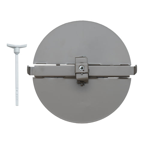 8" Brown Steel Butterfly Damper for Round Ceiling Diffuser, Plastic Key Handle