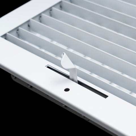 24"x8" White Steel Adjustable Supply Register, Air Vent Cover with Damper for Sidewall Or Ceiling