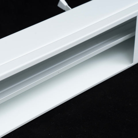 48" White Steel Baseboard Return Air Grille, Removable Faceplate