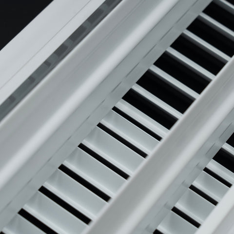 4"x8" White Steel Floor Register, Walkable Heavy-Duty Louvered Vent Cover with Damper