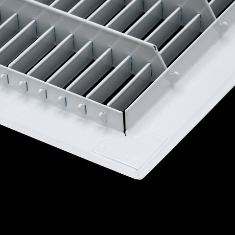 8"x14" White Steel Return Air Floor Grille, Walkable Heavy-Duty Fixed-Blade Vent Cover