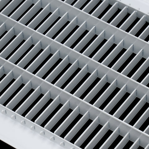 8"x12" White Steel Return Air Floor Grille, Walkable Heavy-Duty Fixed-Blade Vent Cover