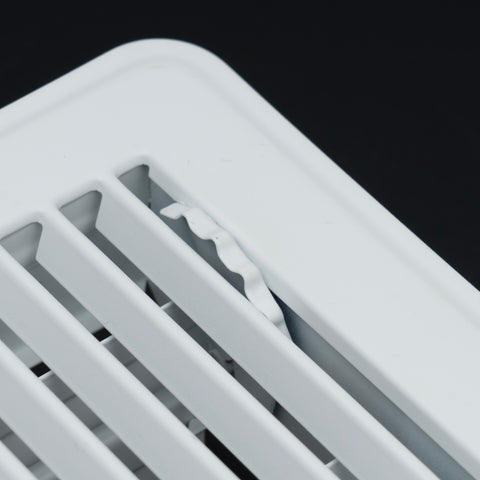 4"x8" White Steel Floor Register, Walkable Heavy-Duty Louvered Vent Cover with Damper