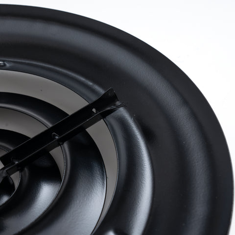 12" Black Steel Round Ceiling Diffuser, Supply Vent Cover for Round Neck Air Ducts