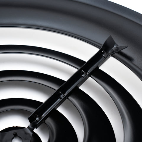 8" Black Steel Round Ceiling Diffuser, Supply Vent Cover for Round Neck Air Ducts