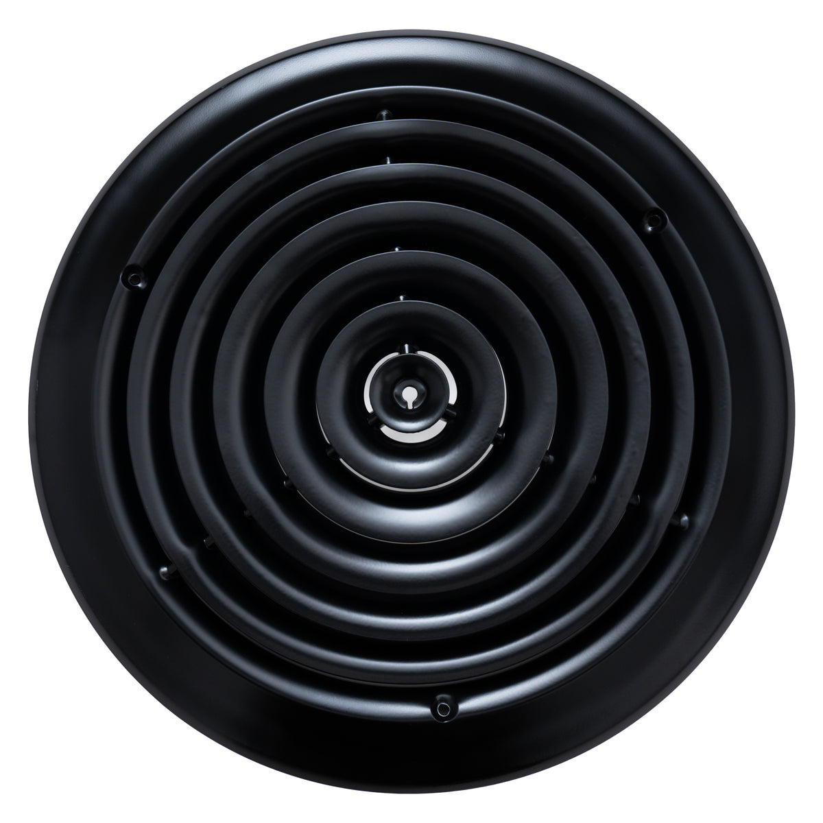 12" Black Steel Round Ceiling Diffuser, Supply Vent Cover for Round Neck Air Ducts