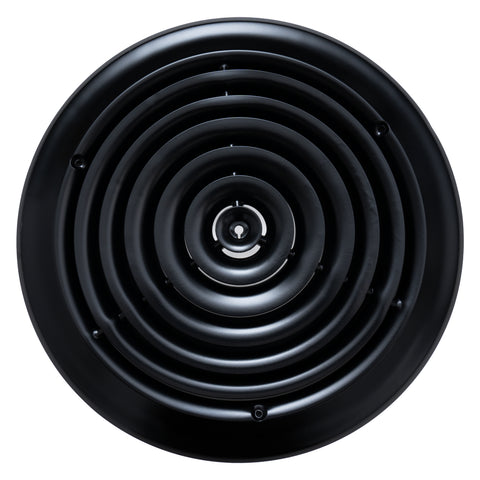 12" Black Steel Round Ceiling Diffuser, Supply Vent Cover for Round Neck Air Ducts