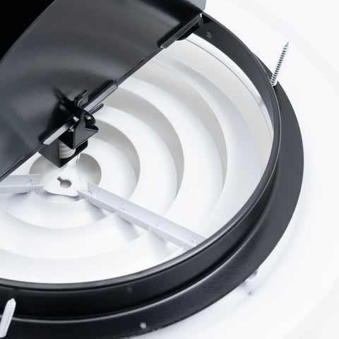 10" White Steel Round Ceiling Diffuser with Butterfly Damper & Handle, Supply Vent Cover for Round Neck Air Ducts