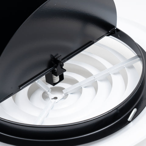 12" White Steel Round Ceiling Diffuser with Butterfly Damper & Handle, Supply Vent Cover for Round Neck Air Ducts