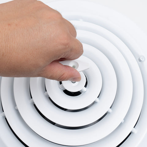 12" White Steel Round Ceiling Diffuser with Butterfly Damper & Handle, Supply Vent Cover for Round Neck Air Ducts