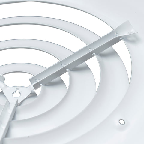 6" White Steel Round Ceiling Diffuser, Supply Vent Cover for Round Neck Air Ducts