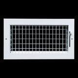 12"x6" White Steel Adjustable Supply Register, Air Vent Cover with Damper for Sidewall Or Ceiling
