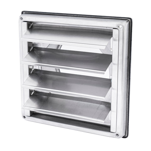 4" Stainless Steel Square Dryer Vent Cover with Moving Lamella, Weatherproof Exterior Wall Exhaust Vent