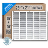 25"x20" White Steel Return Air Grille, High-Airflow HVAC Cold Air Intake for Wall & Ceiling