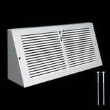 14"x6" White Steel Triangular Baseboard Grille, with Damper, 3-13/16" Depth
