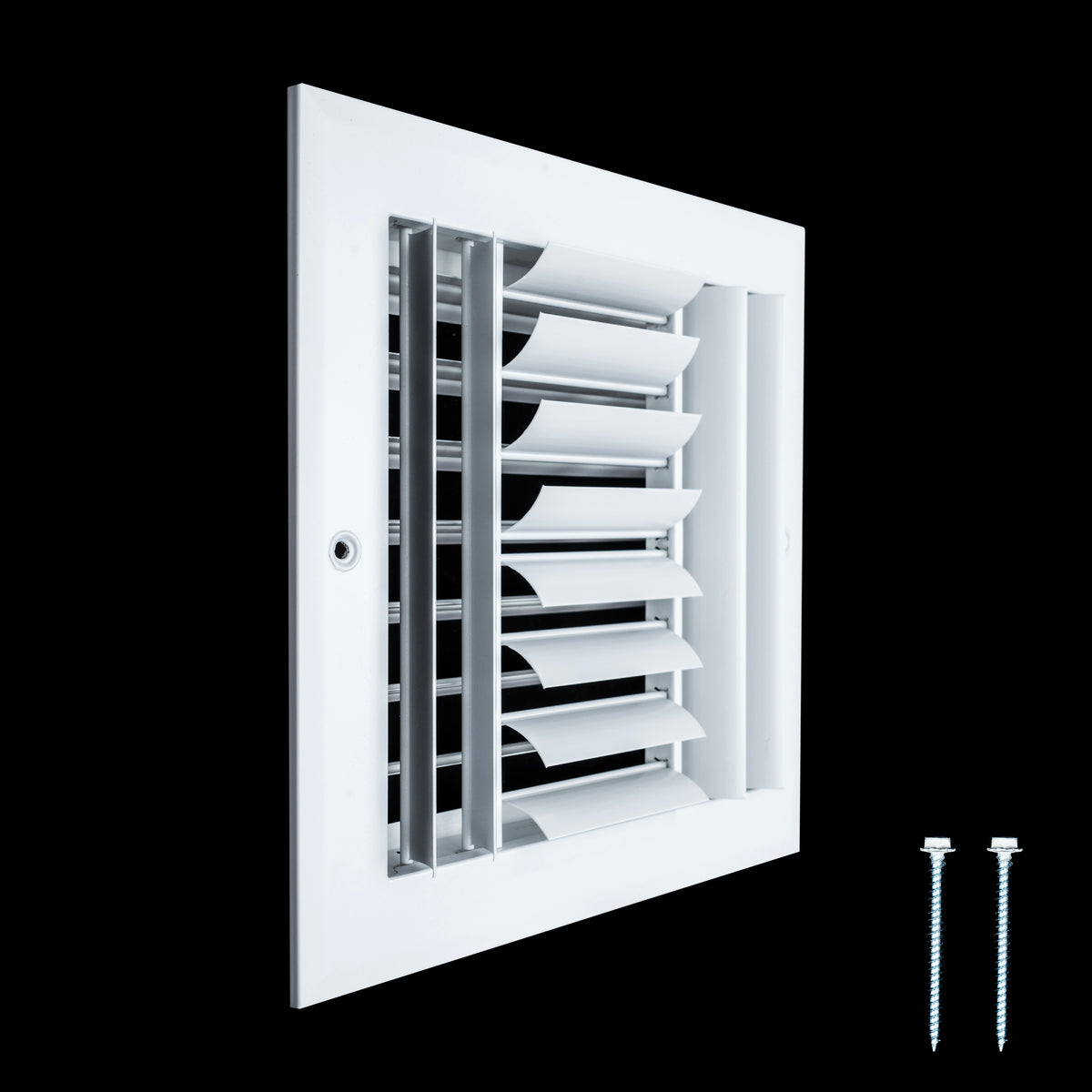 8"x8" 4-Way White Aluminum Adjustable Curved Blade Supply Register, Air Vent Cover with Damper for Sidewall Or Ceiling
