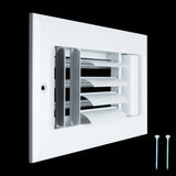 8"x4" 3-Way White Aluminum Adjustable Curved Blade Supply Register, Air Vent Cover with Damper for Sidewall Or Ceiling