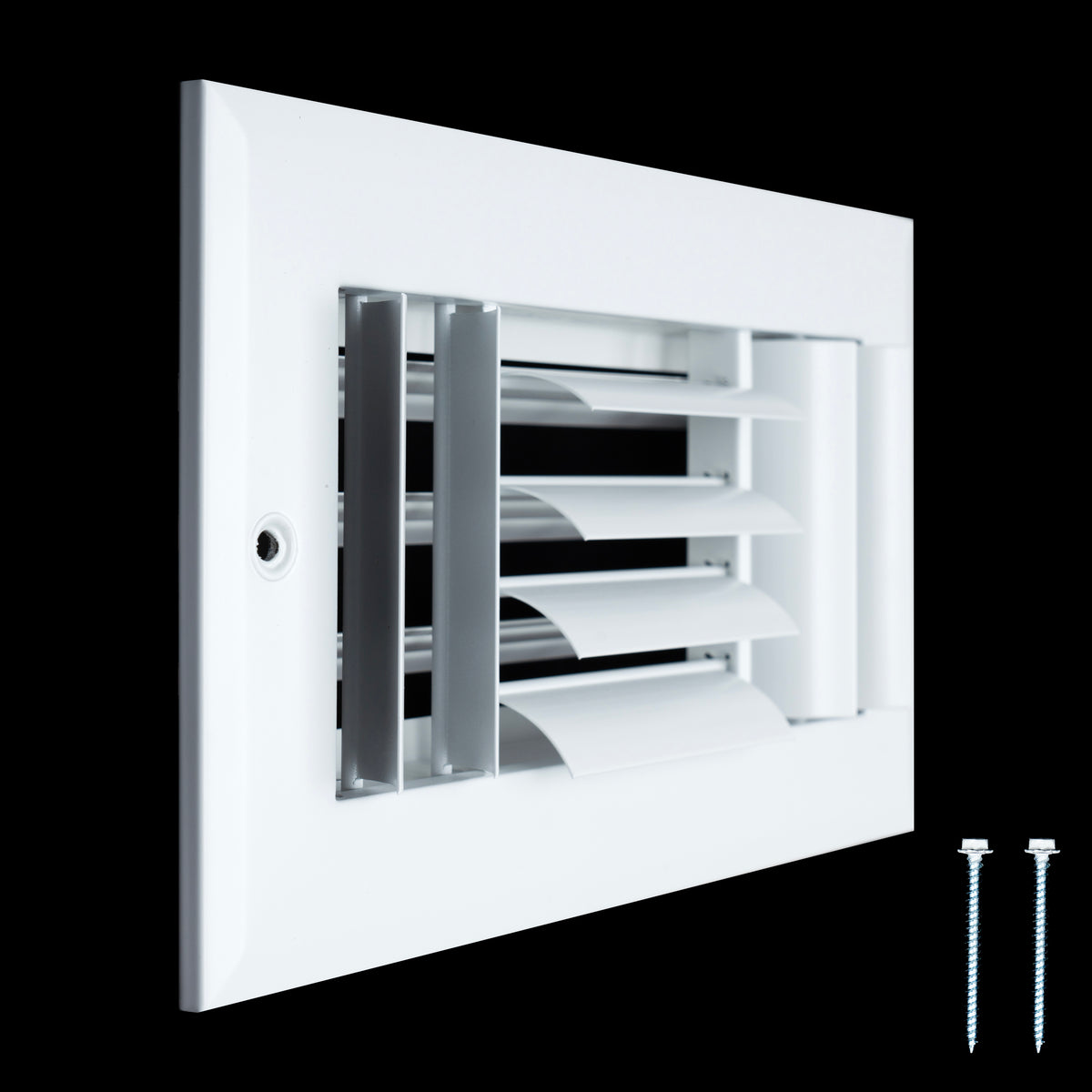 8"x4" 3-Way White Aluminum Adjustable Curved Blade Supply Register, Air Vent Cover with Damper for Sidewall Or Ceiling