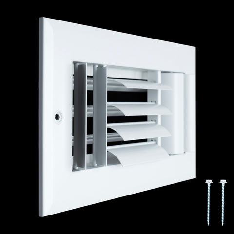 8"x4" 3-Way White Aluminum Adjustable Curved Blade Supply Register, Air Vent Cover with Damper for Sidewall Or Ceiling
