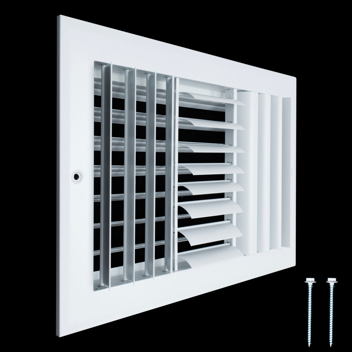 12"x8" 3-Way White Aluminum Adjustable Curved Blade Supply Register, Air Vent Cover with Damper for Sidewall Or Ceiling