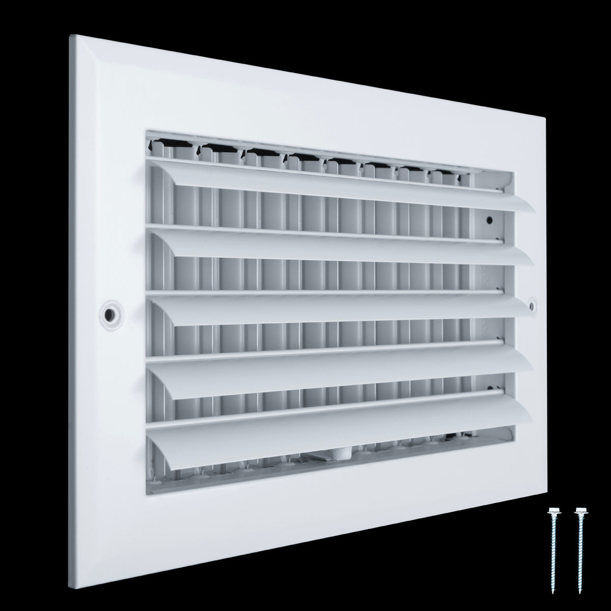 10"x6" 1-Way White Aluminum Adjustable Curved Blade Supply Register, Air Vent Cover with Damper for Sidewall Or Ceiling