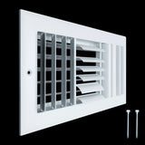 12"x6" 3-Way White Aluminum Adjustable Curved Blade Supply Register, Air Vent Cover with Damper for Sidewall Or Ceiling