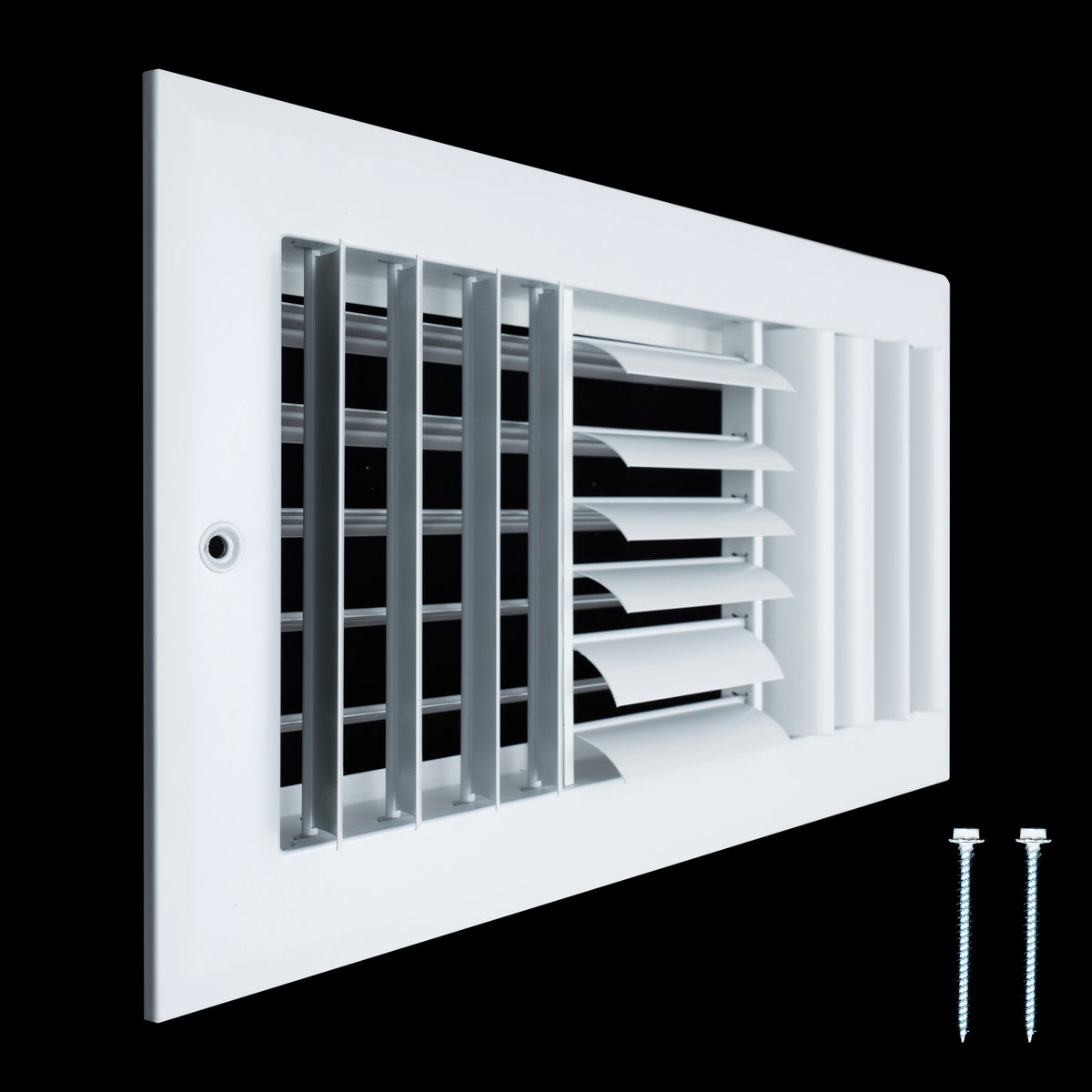 12"x6" 3-Way White Aluminum Adjustable Curved Blade Supply Register, Air Vent Cover with Damper for Sidewall Or Ceiling
