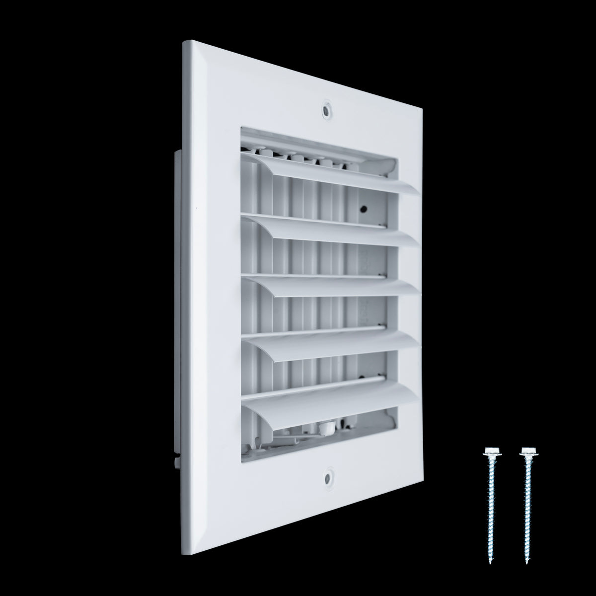 6"x6" 1-Way White Aluminum Adjustable Curved Blade Supply Register, Air Vent Cover with Damper for Sidewall Or Ceiling