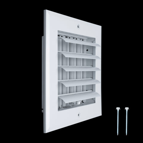 6"x6" 1-Way White Aluminum Adjustable Curved Blade Supply Register, Air Vent Cover with Damper for Sidewall Or Ceiling