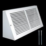14"x6" White Steel Triangular Baseboard Grille, Efficient Airflow, 3-13/16" Depth