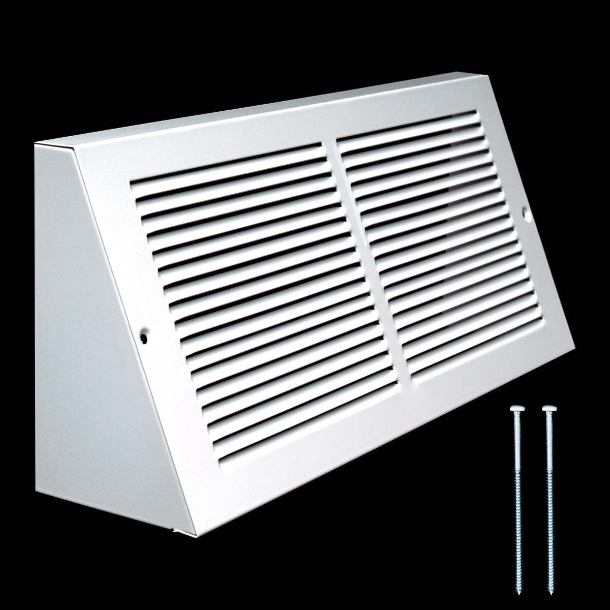 14"x6" White Steel Triangular Baseboard Grille, Efficient Airflow, 3-13/16" Depth