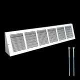 30"x6" White Steel Triangular Baseboard Grille, Efficient Airflow, 3-13/16" Depth