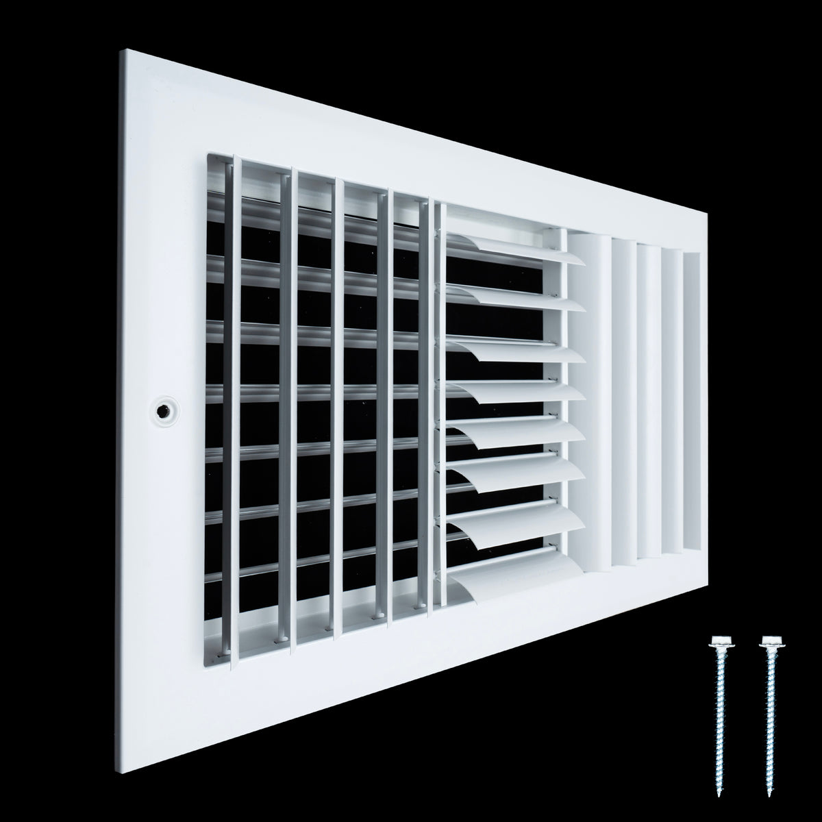 14"x8" 3-Way White Aluminum Adjustable Curved Blade Supply Register, Air Vent Cover with Damper for Sidewall Or Ceiling