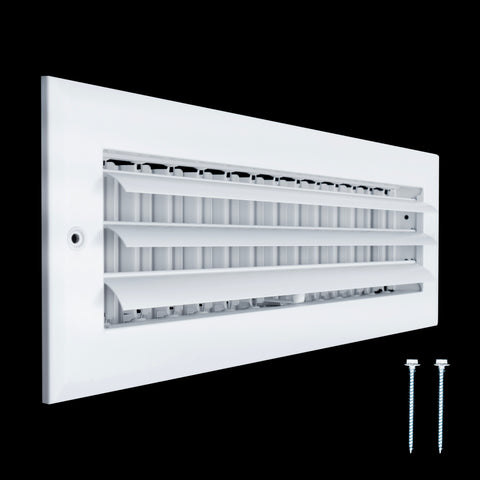 14"x4" 1-Way White Aluminum Adjustable Curved Blade Supply Register, Air Vent Cover with Damper for Sidewall Or Ceiling