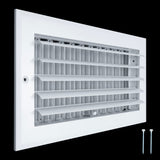 12"x6" 1-Way White Aluminum Adjustable Curved Blade Supply Register, Air Vent Cover with Damper for Sidewall Or Ceiling