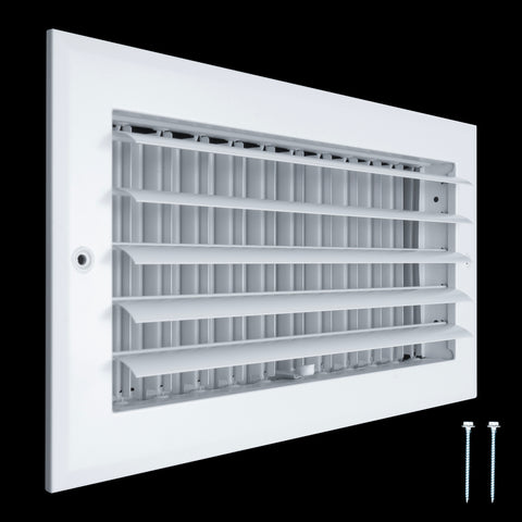 12"x6" 1-Way White Aluminum Adjustable Curved Blade Supply Register, Air Vent Cover with Damper for Sidewall Or Ceiling
