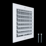 8"x8" 1-Way White Aluminum Adjustable Curved Blade Supply Register, Air Vent Cover with Damper for Sidewall Or Ceiling