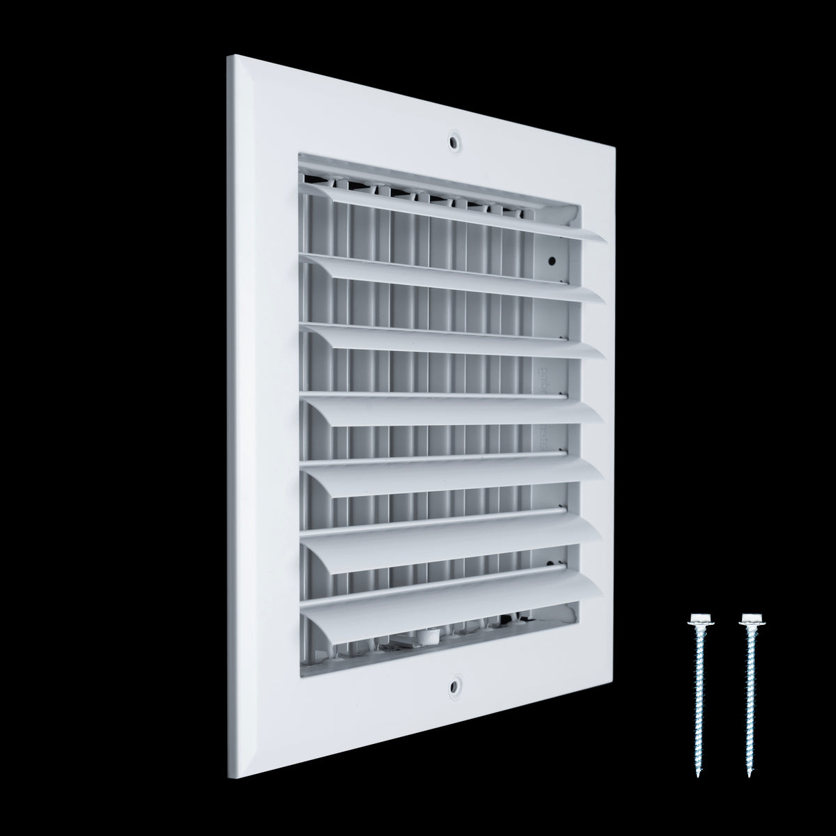 8"x8" 1-Way White Aluminum Adjustable Curved Blade Supply Register, Air Vent Cover with Damper for Sidewall Or Ceiling