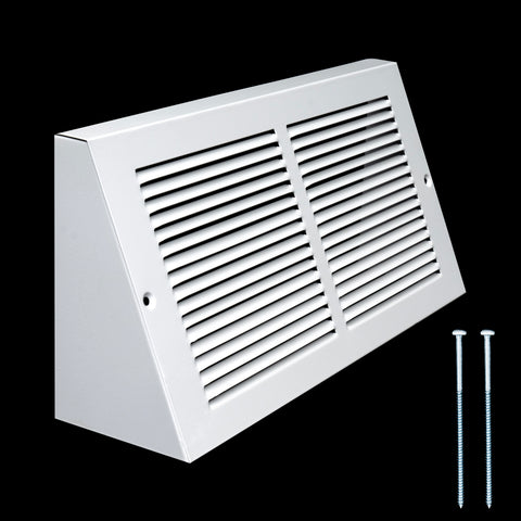 12"x6" White Steel Triangular Baseboard Grille, Efficient Airflow, 3-13/16" Depth